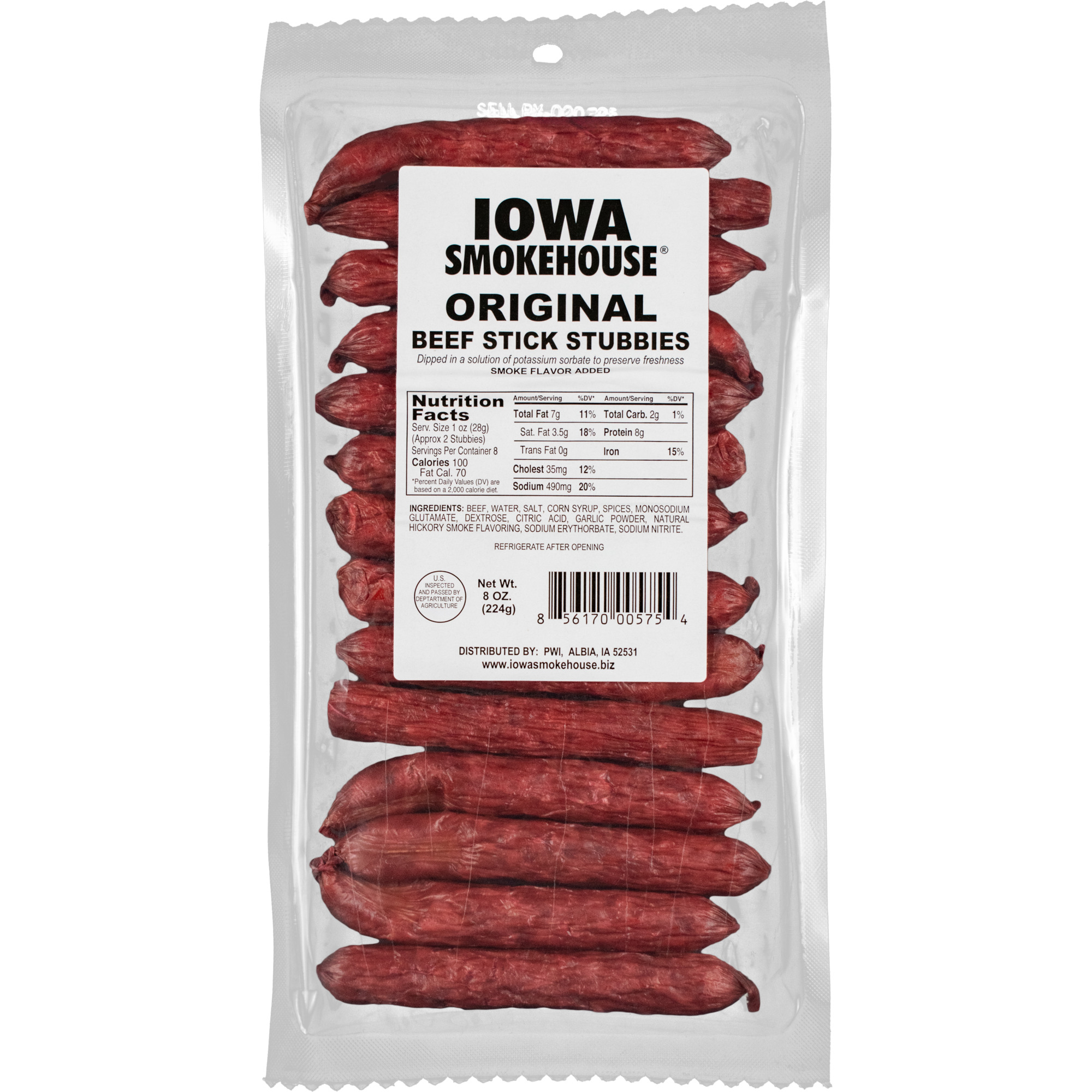 Iowa Smokehouse 8 oz Beef Stick Stubbies Original